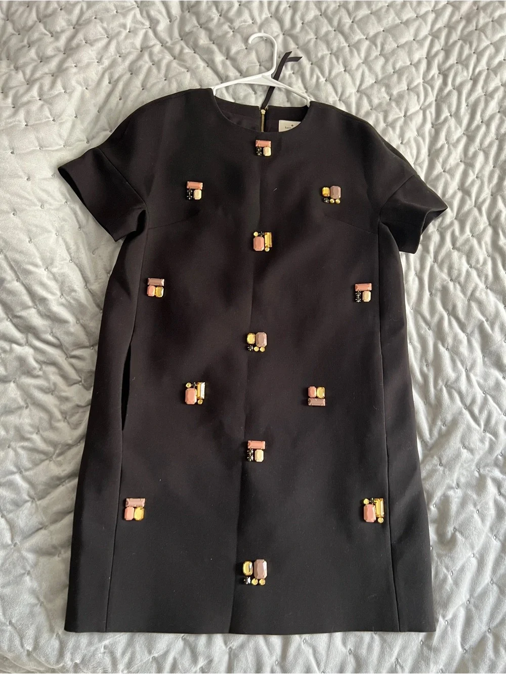 Kate Spade New York Black Jeweled Embellished Shift Dress Size 6 Holiday Glam